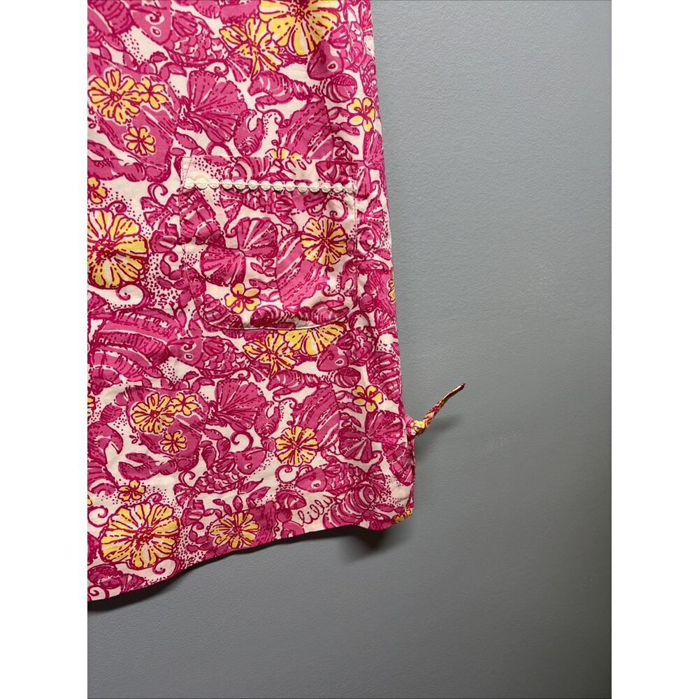 Lilly Pullitzer CHUM BUCKET Shift Dress Shell Crab Girls 12 Pink White Yellow - Picture 3 of 7